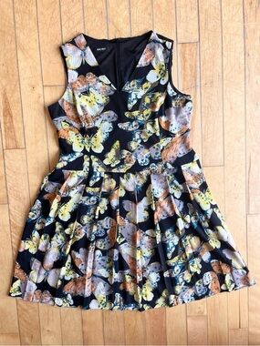 Nine West Sleeveless Butterfly‑Print Fit & Flare Dress – Size XXL